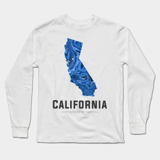 California state map abstract blue Long Sleeve T-Shirt